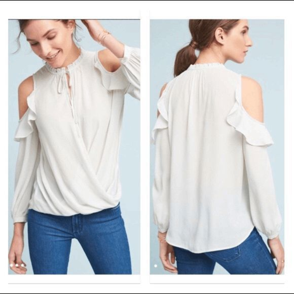 Anthropologie Maeve Cold Shoulder Sz‎ Large Liesel Blouse